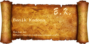 Benik Kadosa névjegykártya